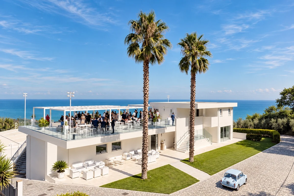 PAGVS Montepagano in Abruzzo, with a sea-view terrace, palm trees and landscaped gardens